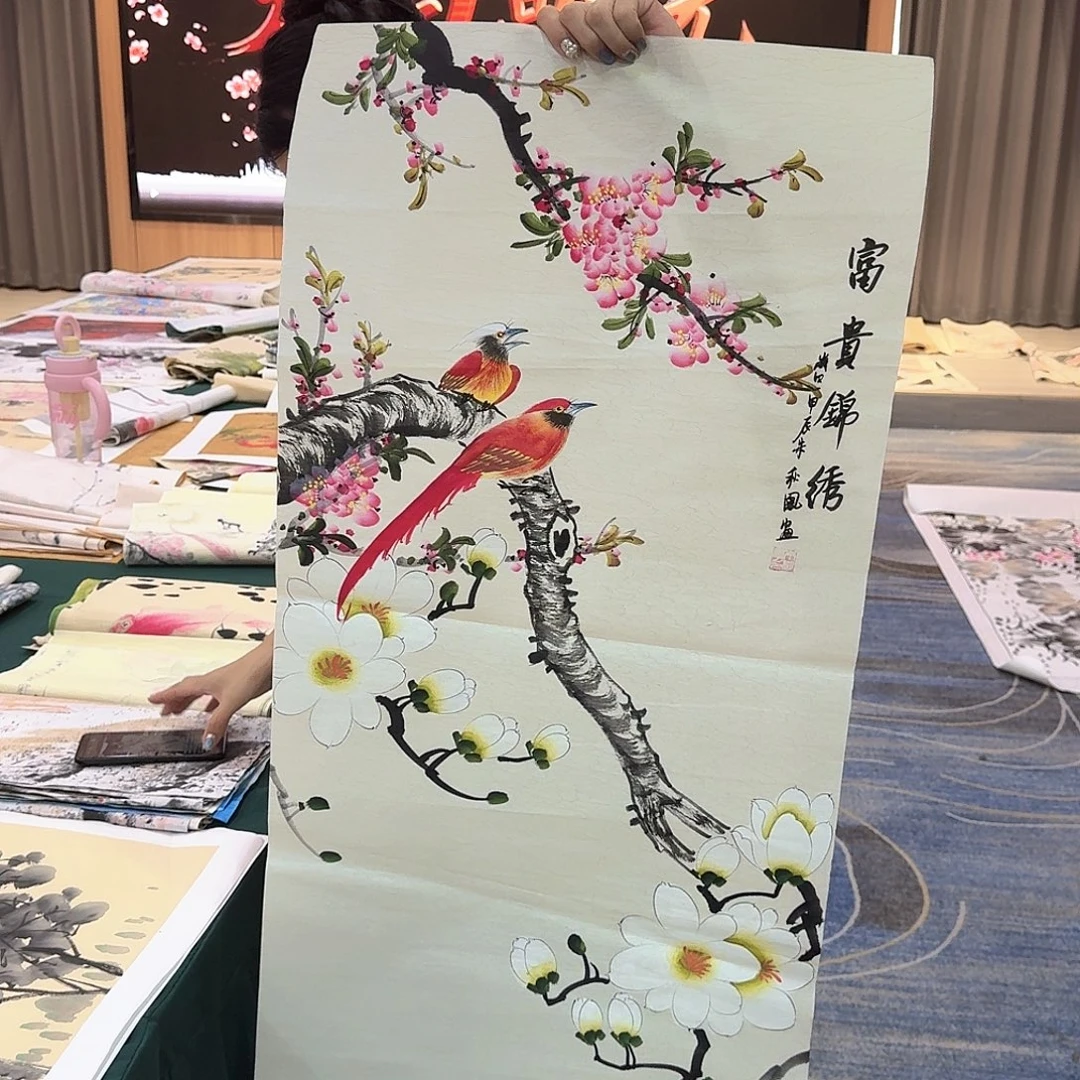 国画美女国画作品欣赏红红火火