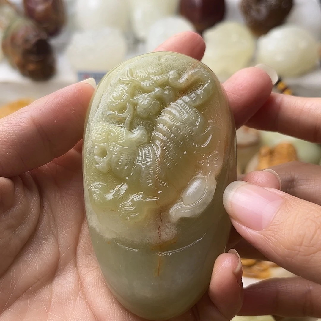 石材方解石手把摆件不退换虎微瑕