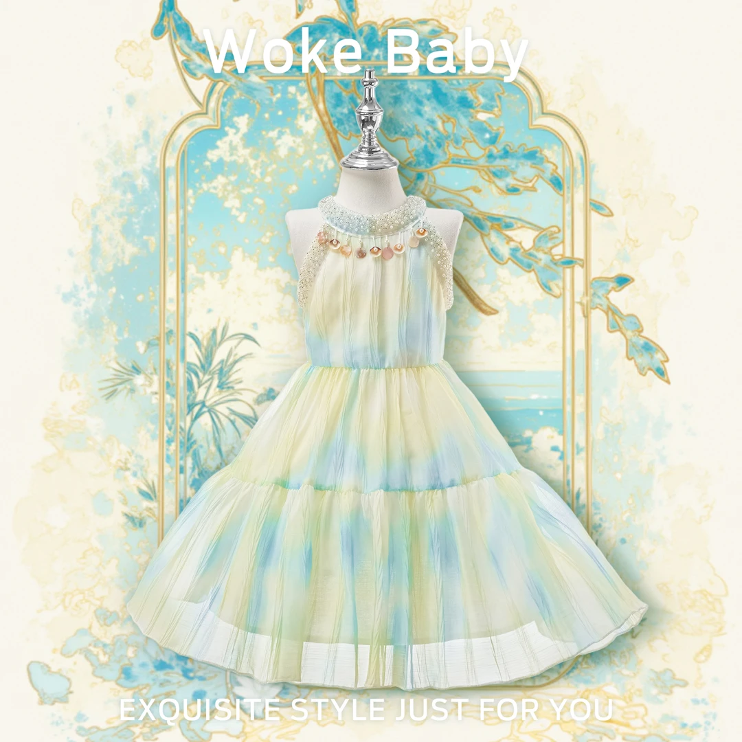 女童夏季可爱中大童中领套头汉服连衣裙M5414