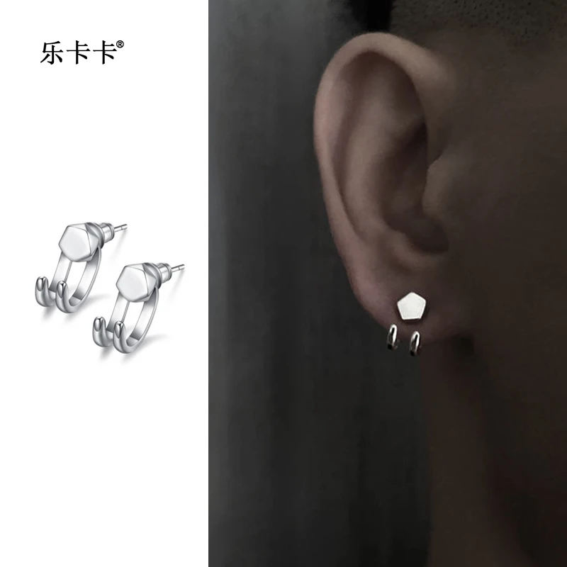 纯铜耳饰 欧美耳饰简约冷淡风耳环ins潮流百搭个性小众设计耳钉男