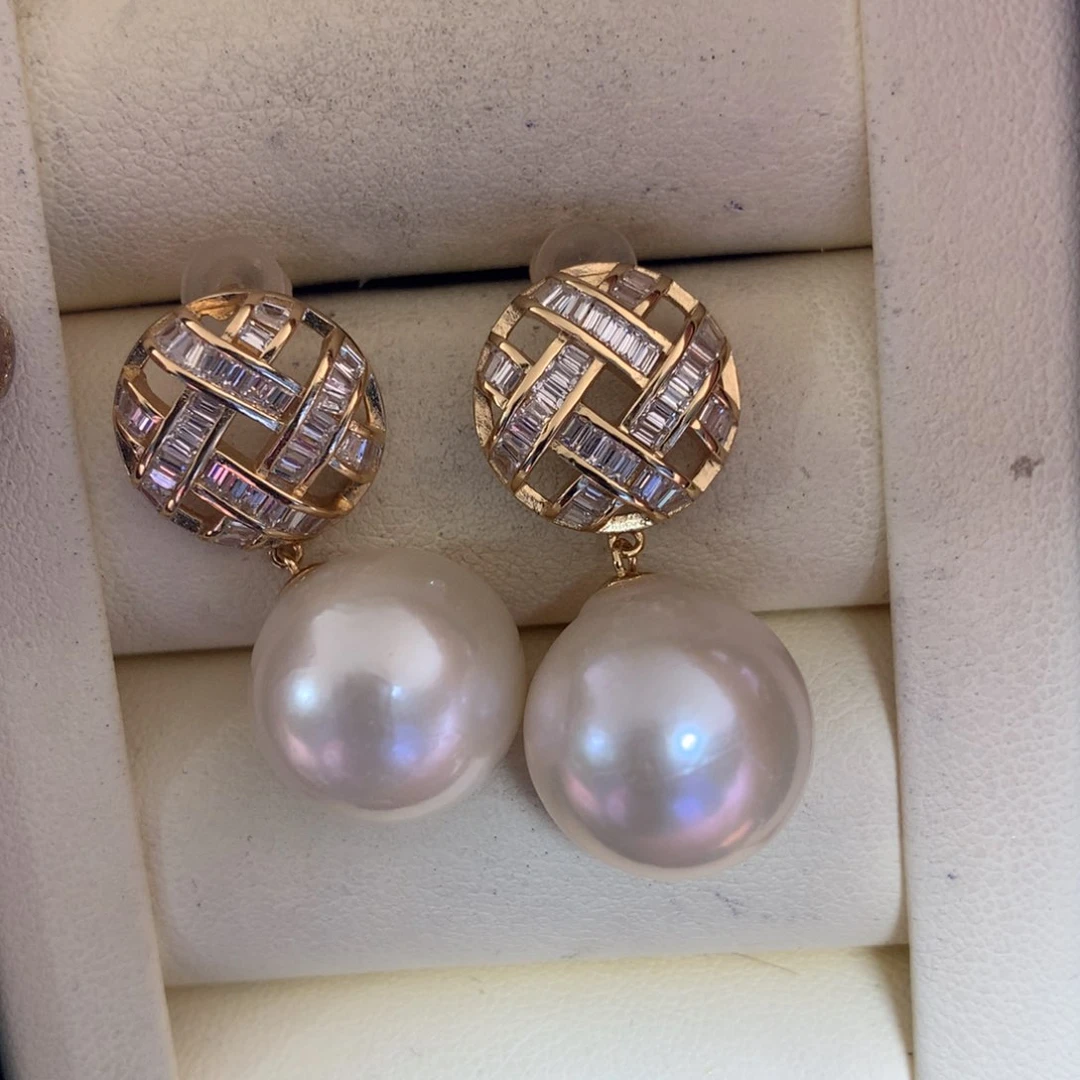 银S925镶嵌淡水珍珠耳饰