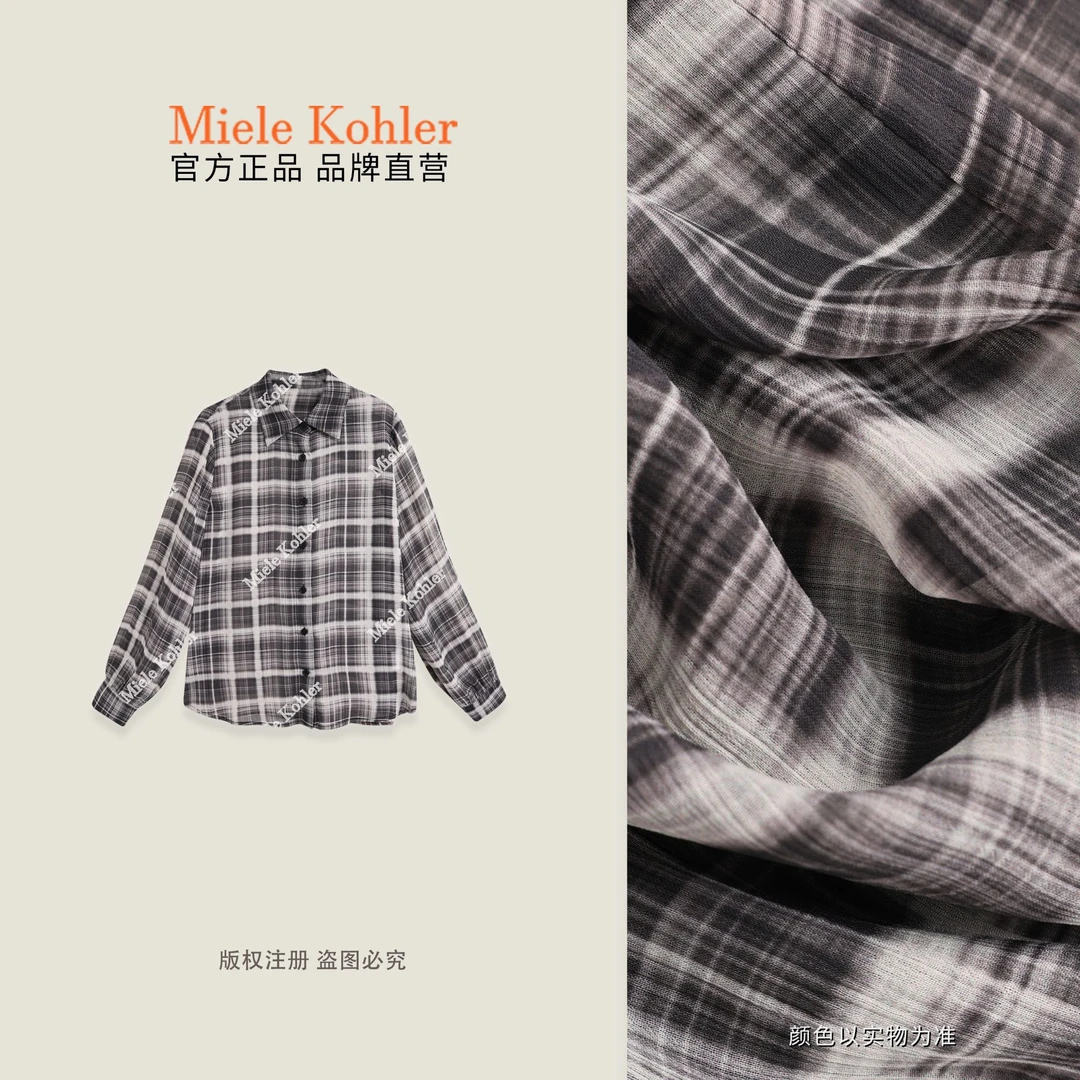 【岩灰奇境】秋季新款格子百搭长袖女衬衫MKAX89135【澳门小源同款】