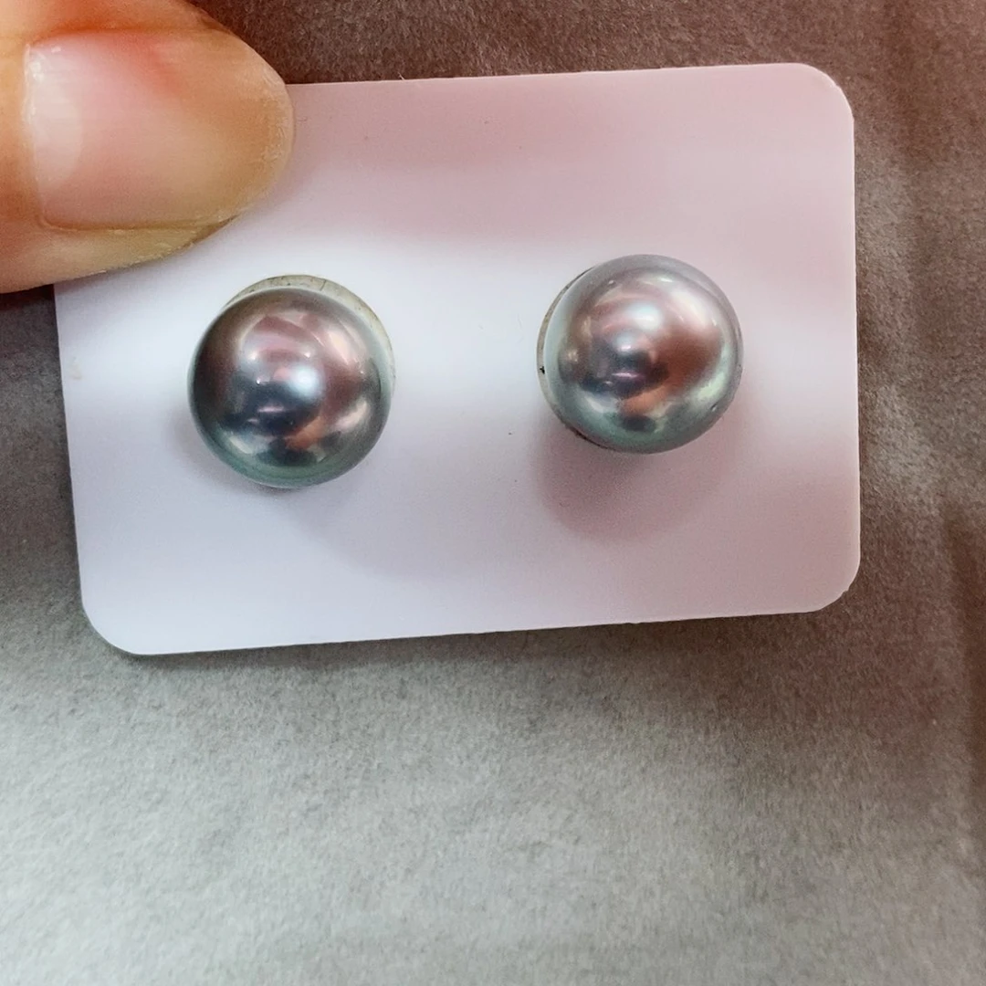 银S925镶嵌耳饰海水珍珠12-13