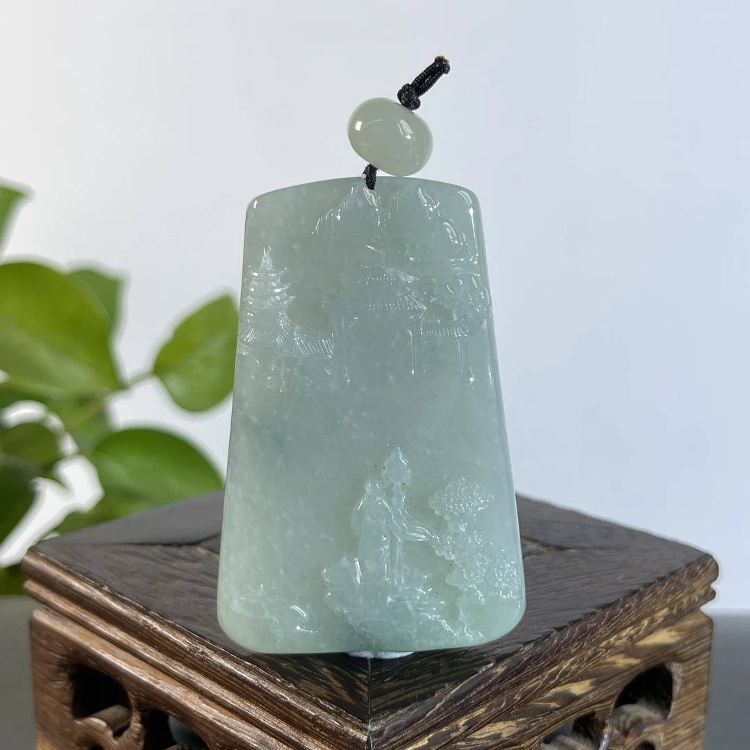 JXW28-160 天然缅甸A货翡翠  山水地藏王