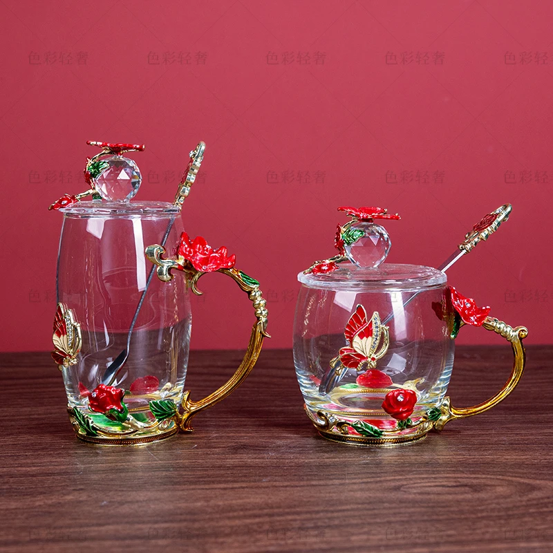 L751 现代化时尚质感家居蝴蝶水杯组合蓝红水杯