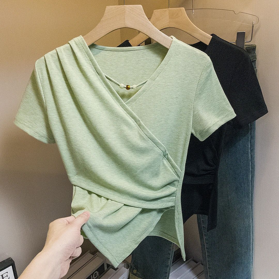 yoewshean/羽媗微胖mm大码女装时尚百搭女性短袖修身型大码T恤潮