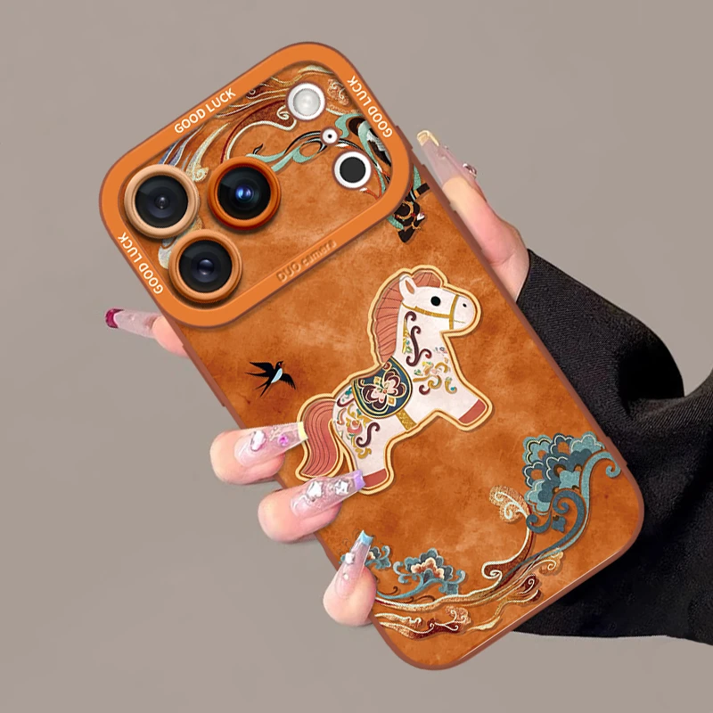 星宇橙敦煌马适用苹果17promax手机壳iPhone16pro时尚卡通15p软壳