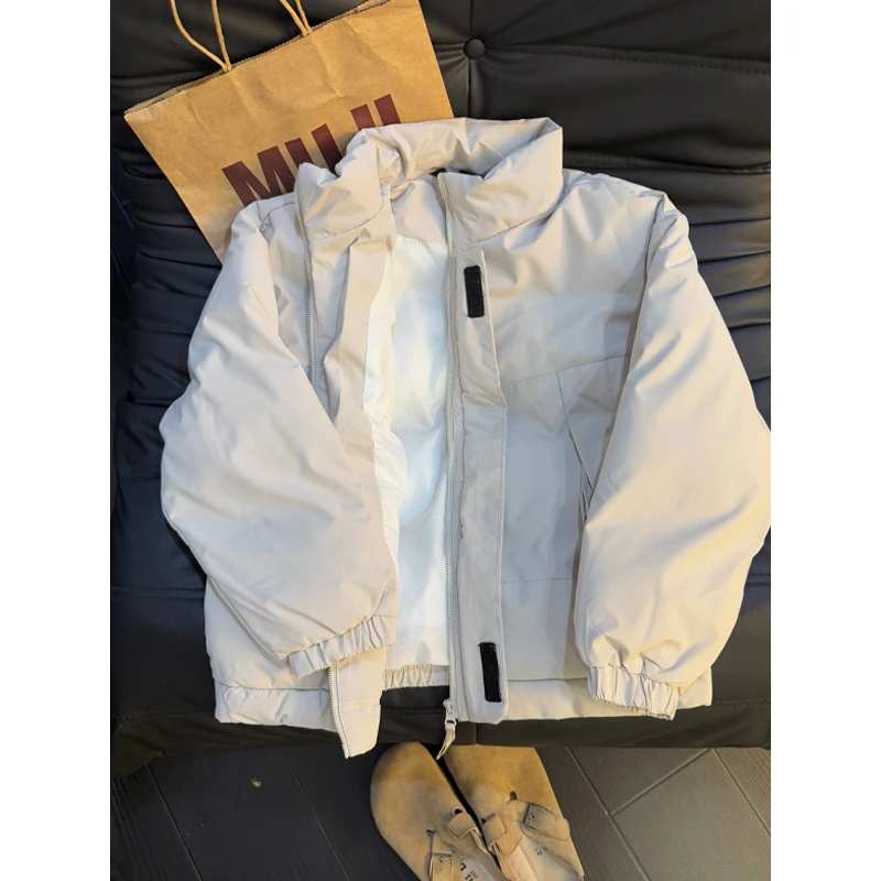 美式复古美拉德色系棉服男女款冬季设计感纯色棉衣立领情侣外套