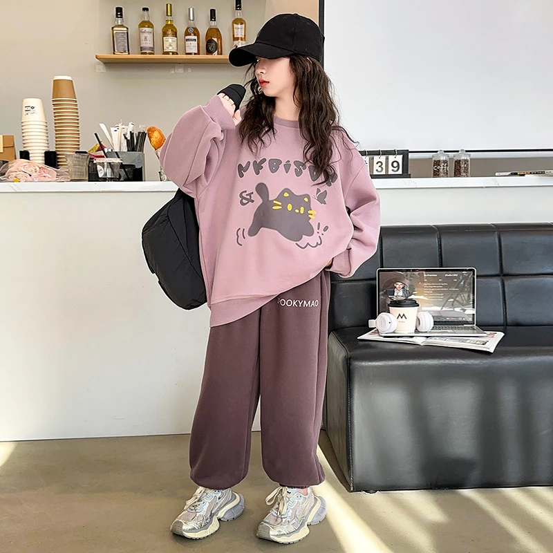 女童春季套装2025新款洋气时尚卡通两件套6-12岁中大童春款衣服潮