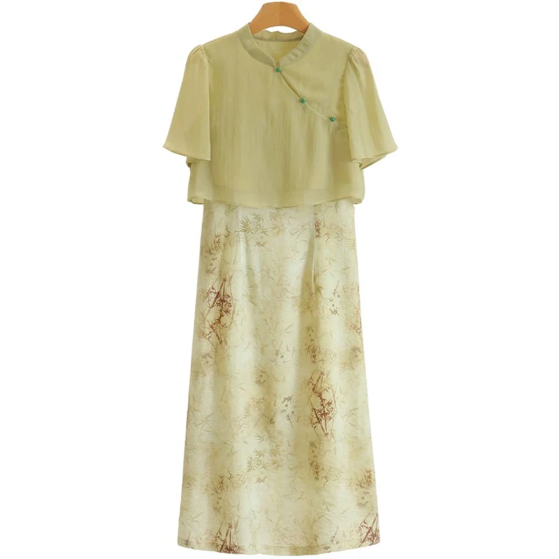 【H2278两件套裙]时尚百搭休闲2025新款洋气款衣春秋短袖