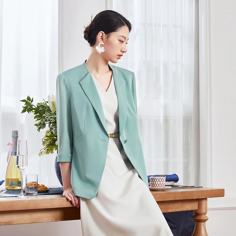 【岚岚专属】娜尔思气质七分袖精简通勤直筒外套LA01715V1