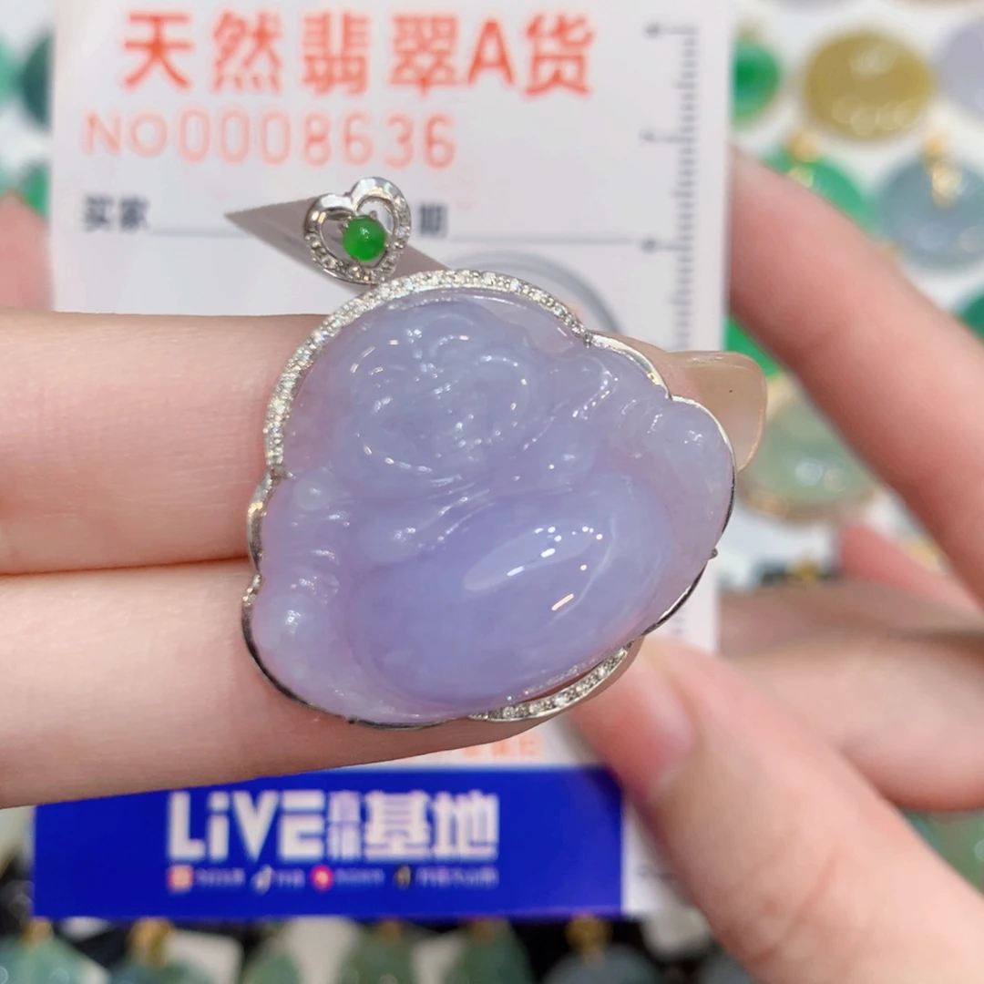 姚***姚翡翠18K金镶嵌颈饰佛公