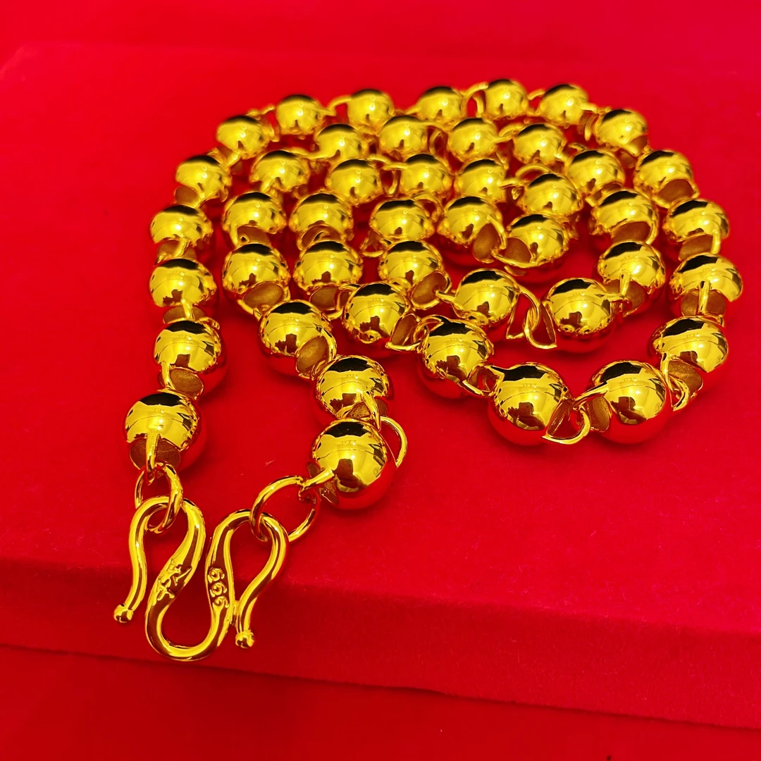 合金项链 光面圆空心圆珠项链时尚光珠霸气