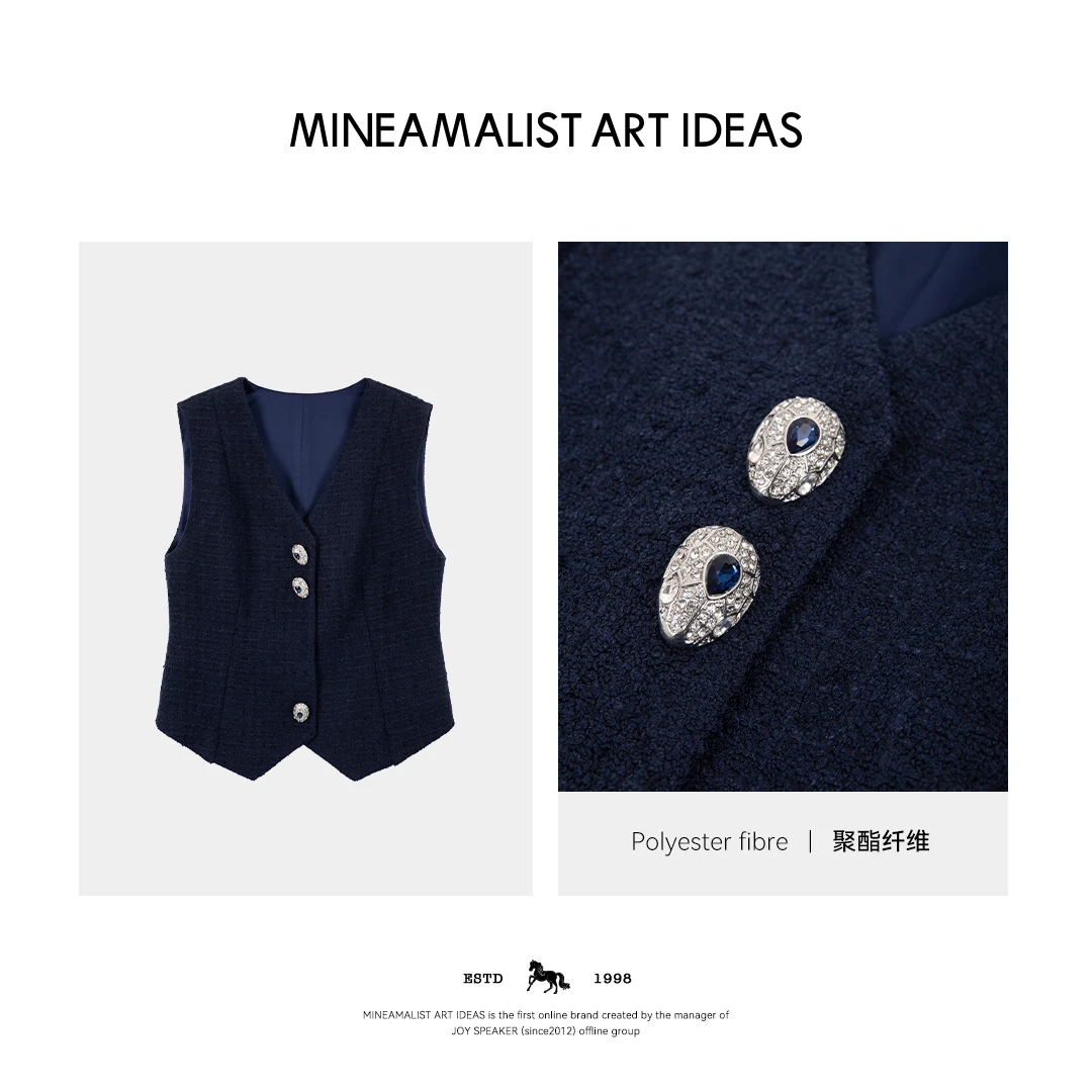 夏季V领收腰香风无袖马甲上衣3306M