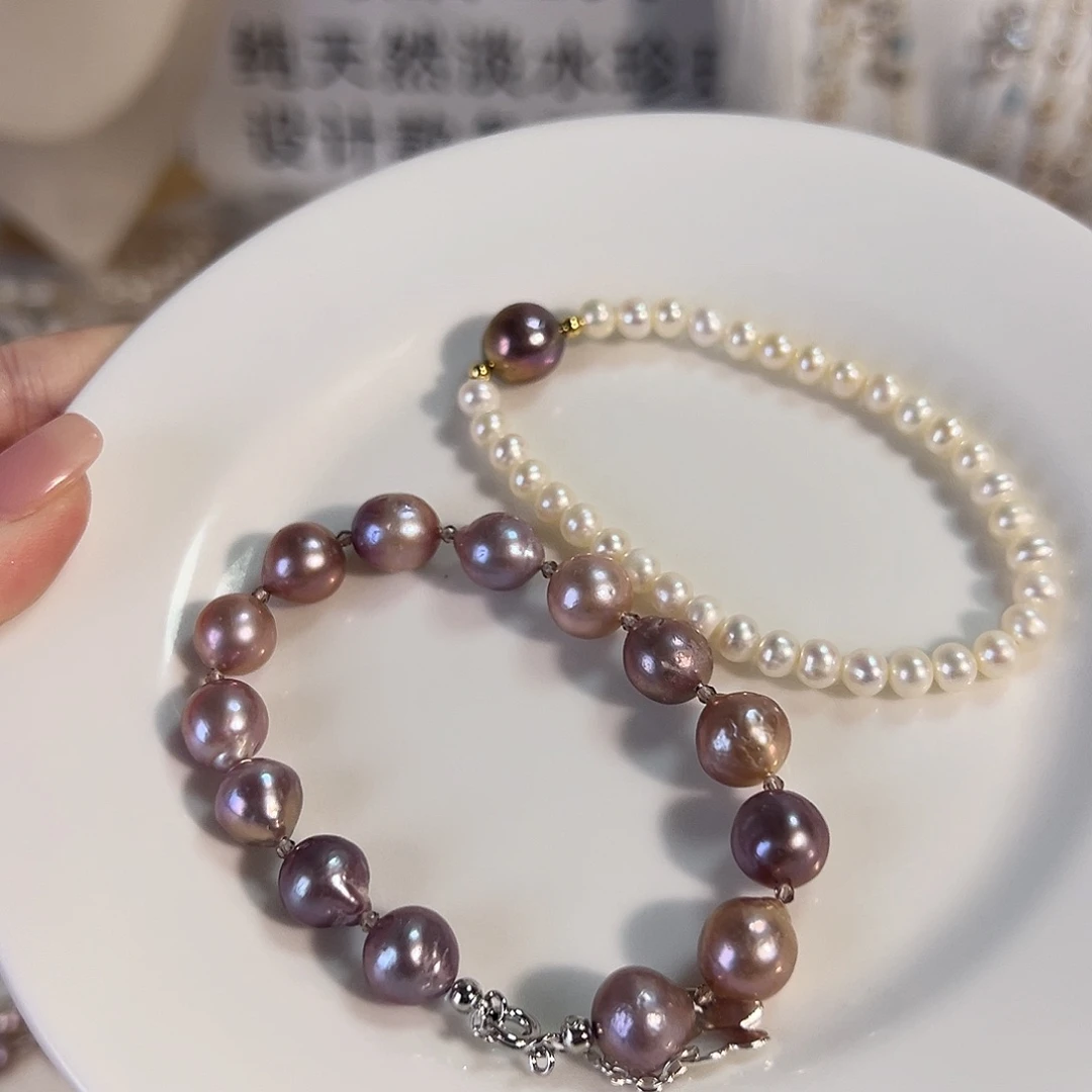 时尚设计款淡水珍珠淡水珍珠银S925镶嵌