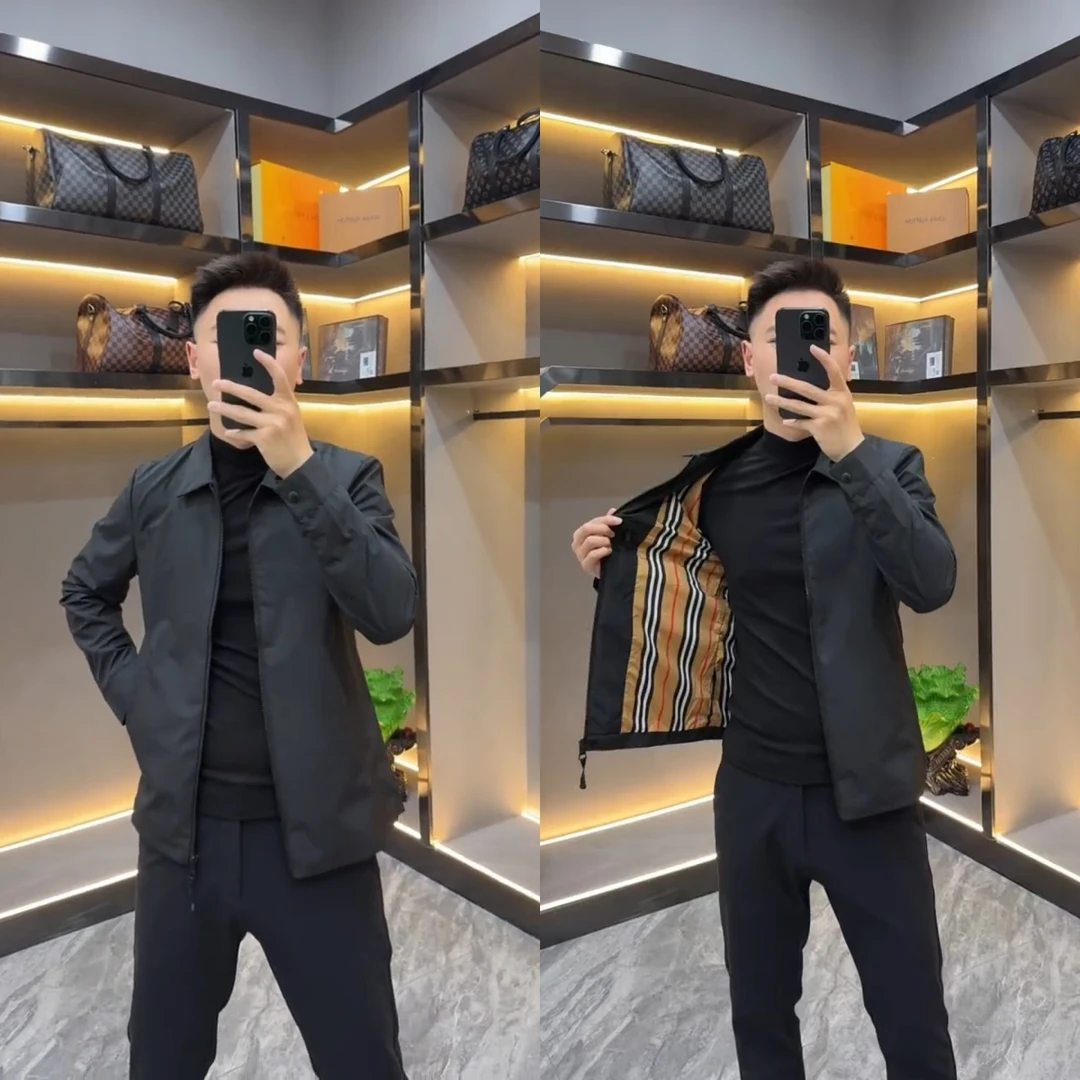 2025春季净版翻领商务夹克男士高端时尚百搭潮流休闲修身上衣外套