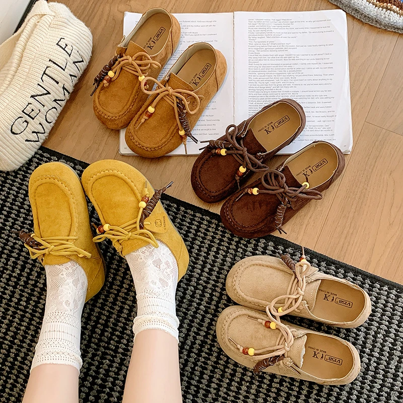 爆款勃肯鞋女外穿2025秋季新款百搭配裙子时尚复古软底豆豆单鞋女