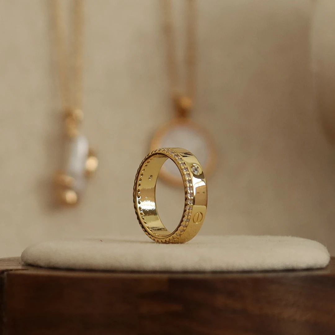 铜合金锆石戒指 欧美指环轻奢小众气质日常简约百搭锆石镶嵌戒指