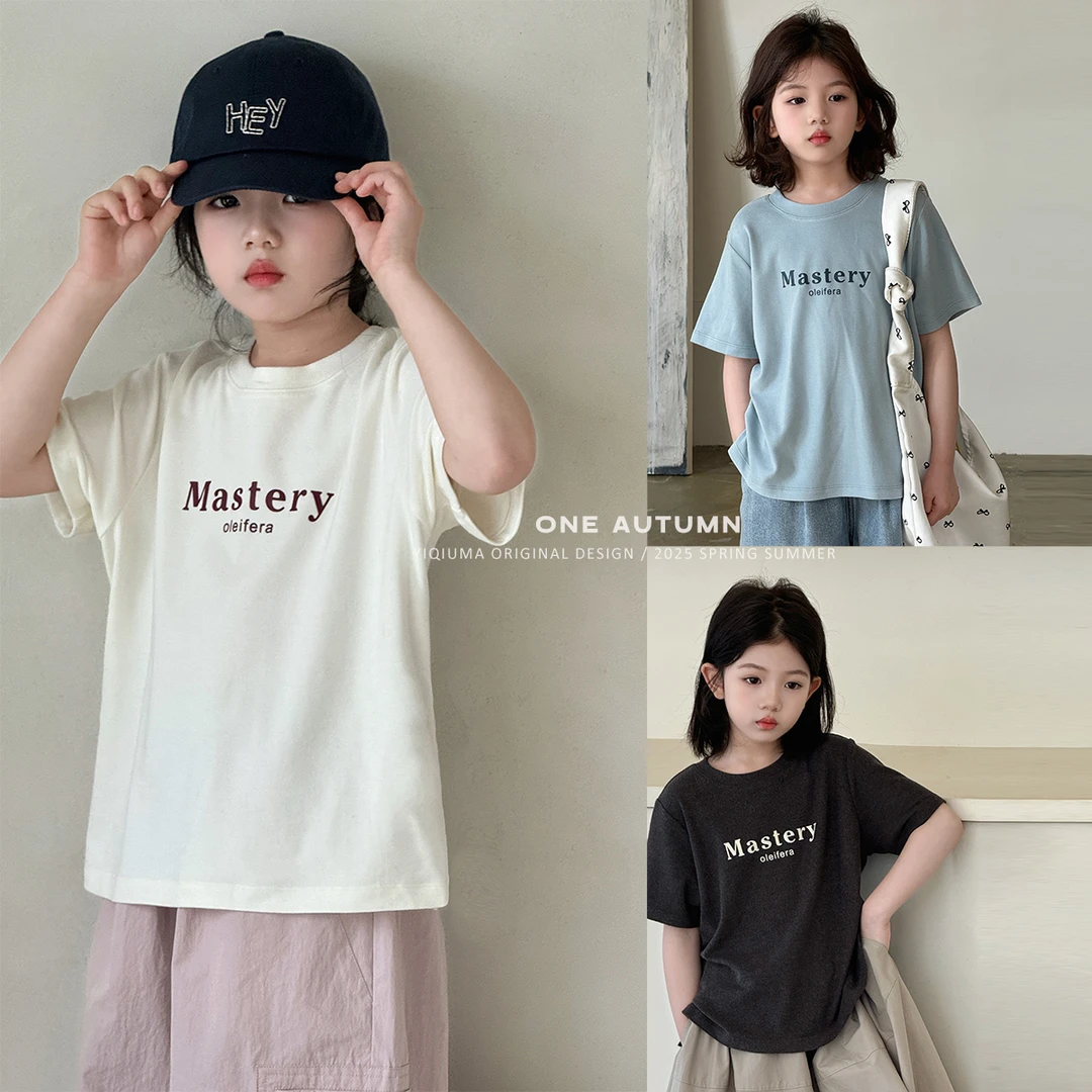 「壹秋.ONE AUTUMN」【脱颖而出】字母磨毛短袖T恤女童春【GC260】