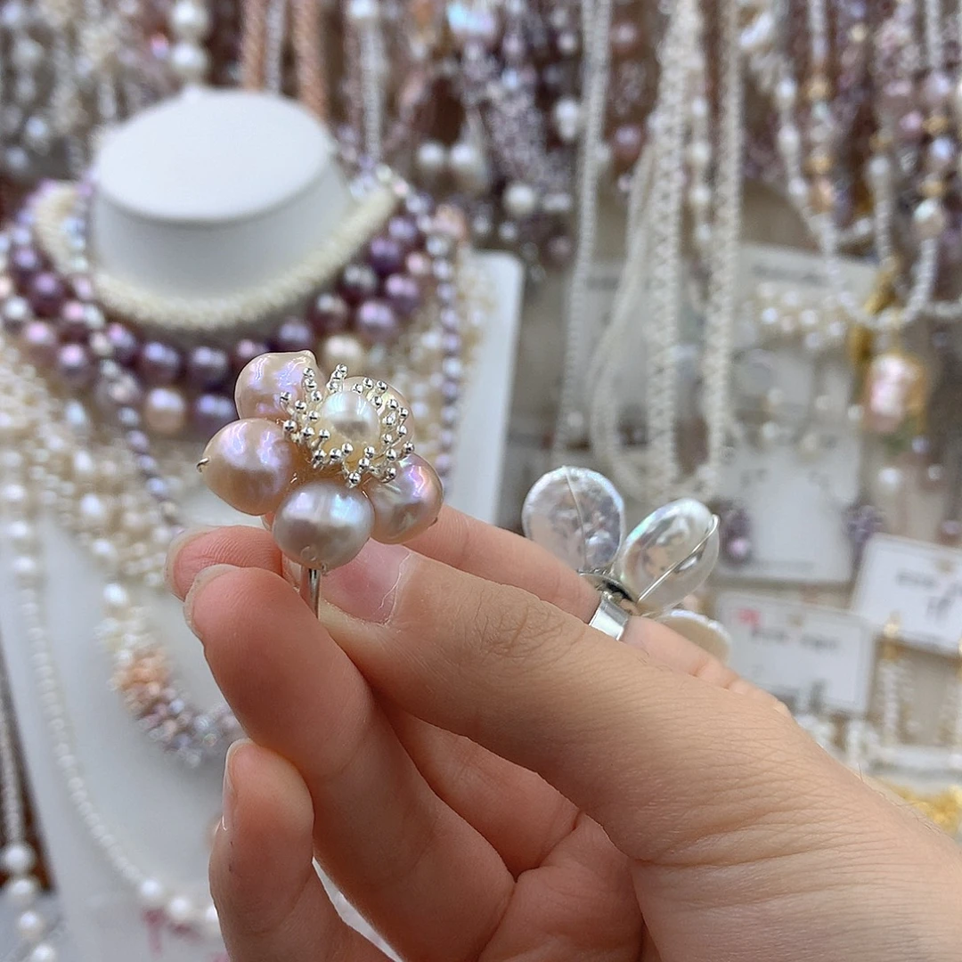 银S925镶嵌淡水珍珠项链耳饰