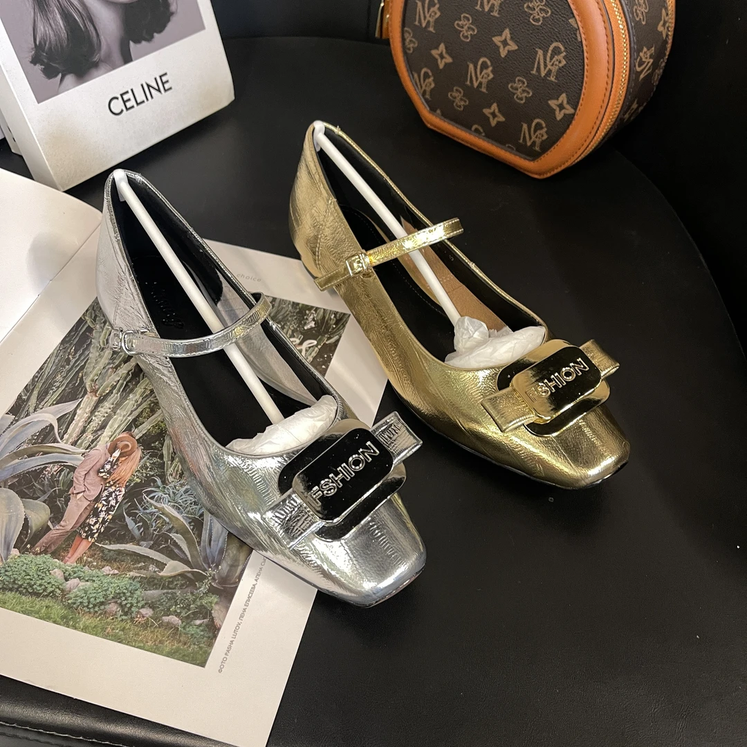 李大龙牛皮3公分/法式复古方头镂空百搭单鞋夏季粗跟女鞋6059