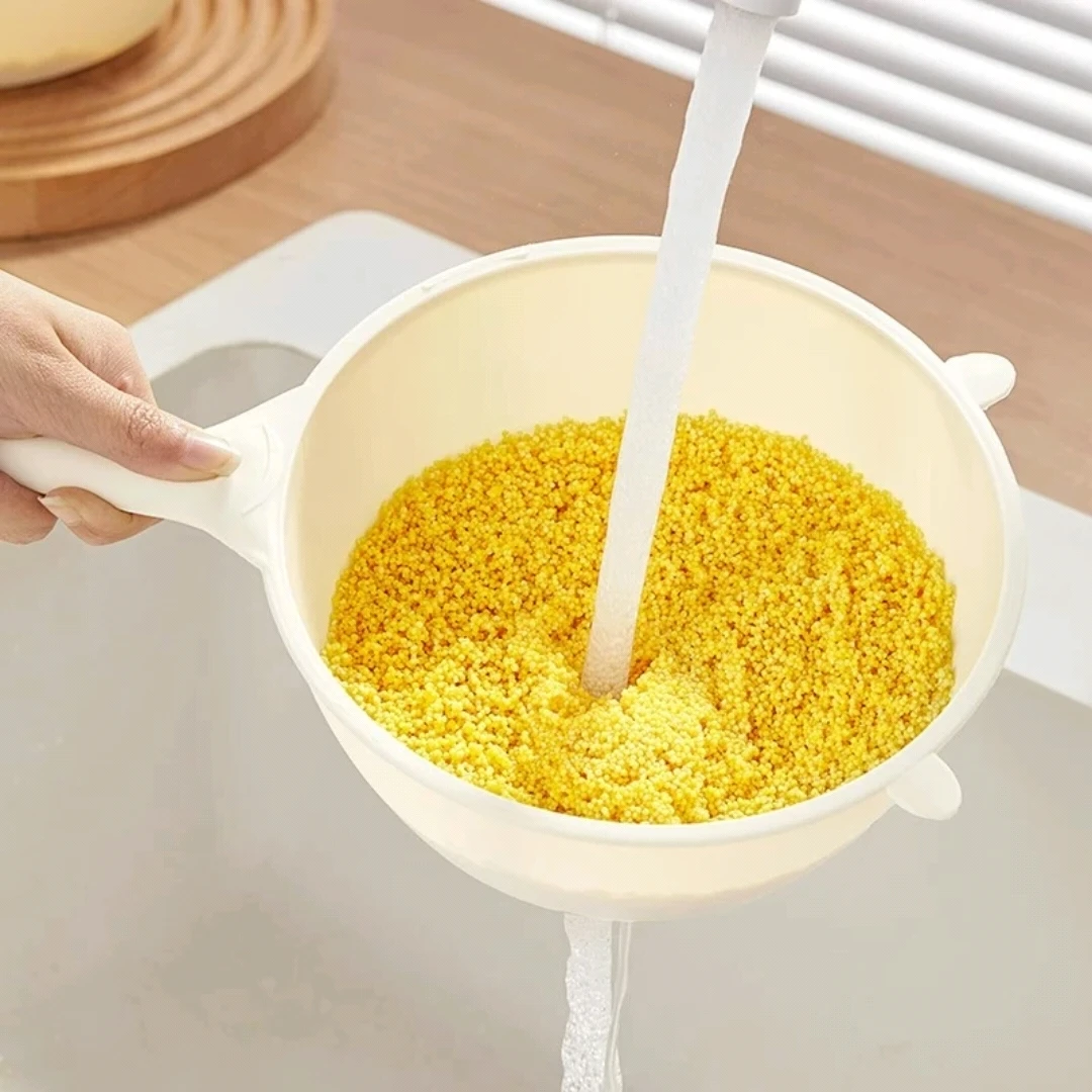 小熊多功能过滤勺家用过滤网超细隔渣豆浆淘米水果过滤勺淘米神器