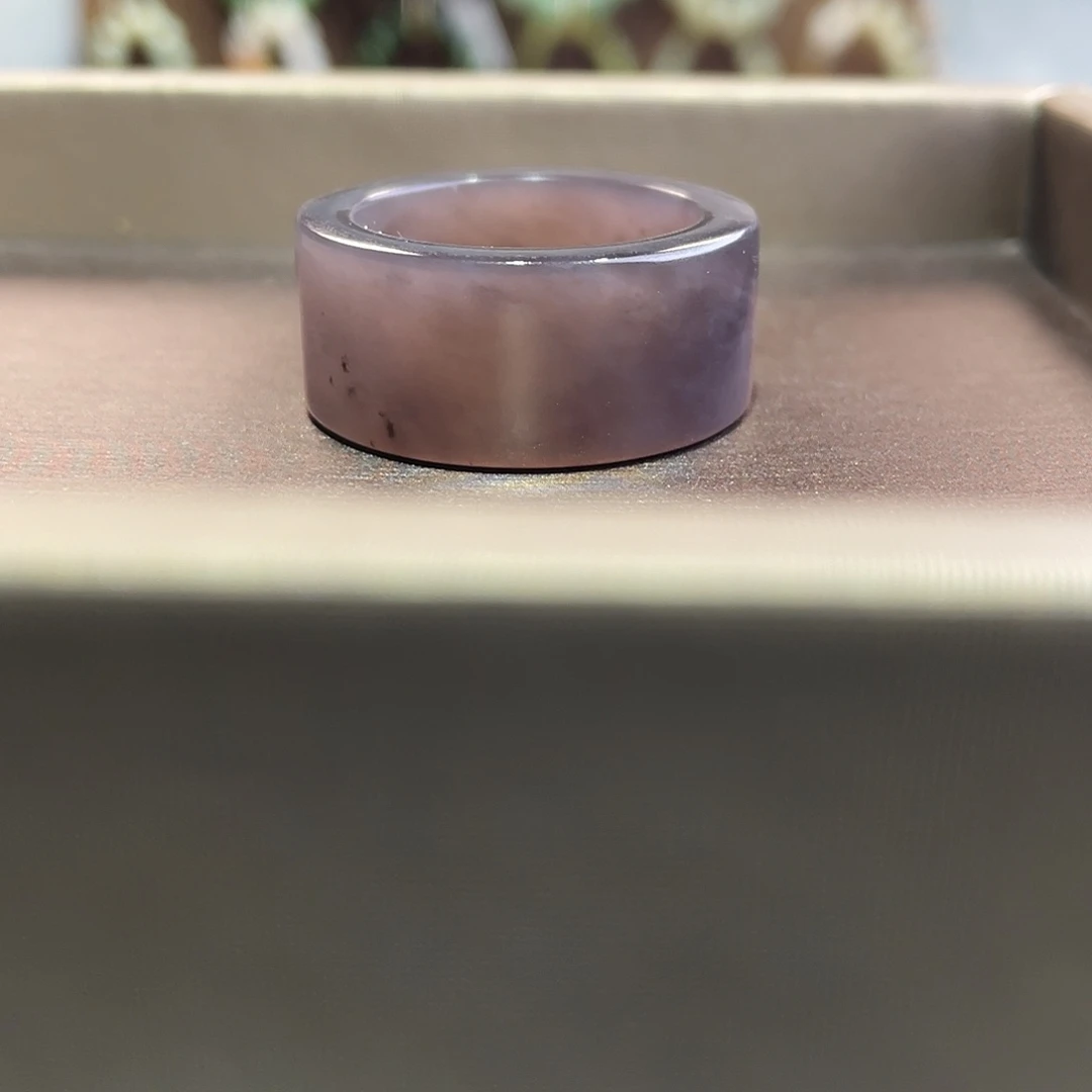 未镶嵌戒指和田玉海***.烟紫直切20.4mm