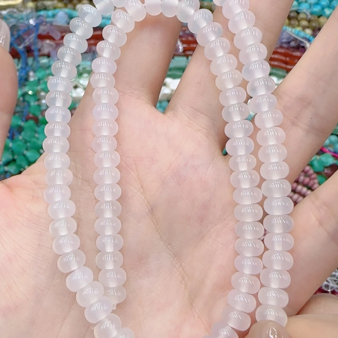 玛瑙/玉髓未镶嵌珠宝半成品一级白玛瑙算盘一条卡6