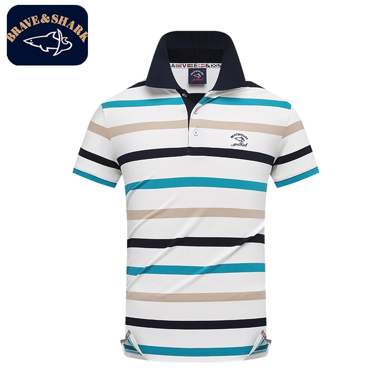 BRAVE&SHARK/勇士鲨鱼夏季舒适商务定制polo衫时尚条纹T恤男A382
