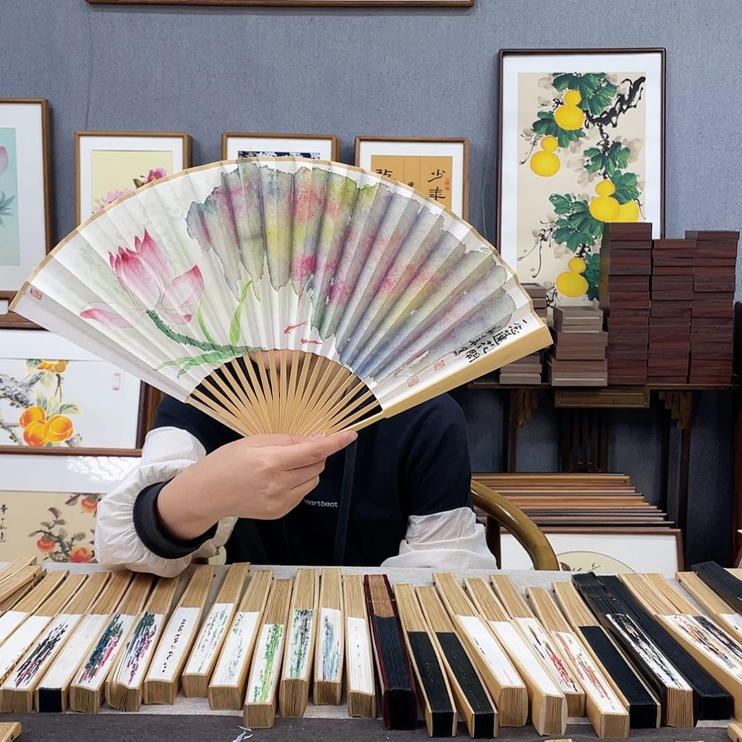 国画福利折扇带中玉扇骨（默认粘好发出）