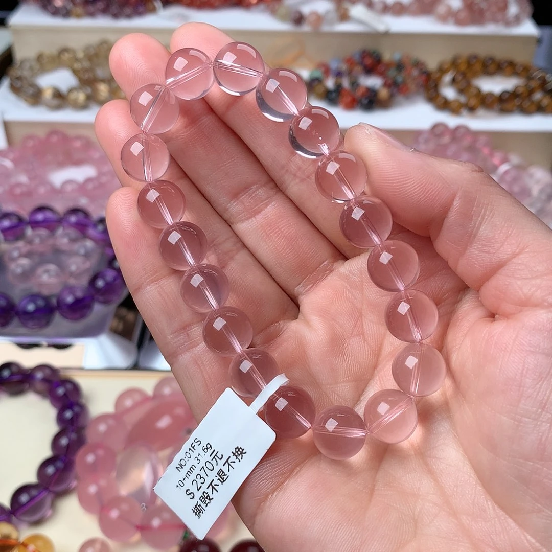 水晶手串未镶嵌伊*?粉水晶