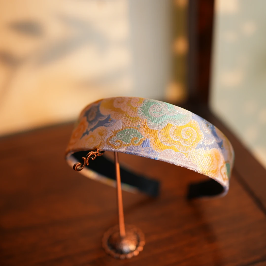 【祥云发箍】4cm宽度 非遗宋锦面料 手工拎缝 （花纹略有不同）