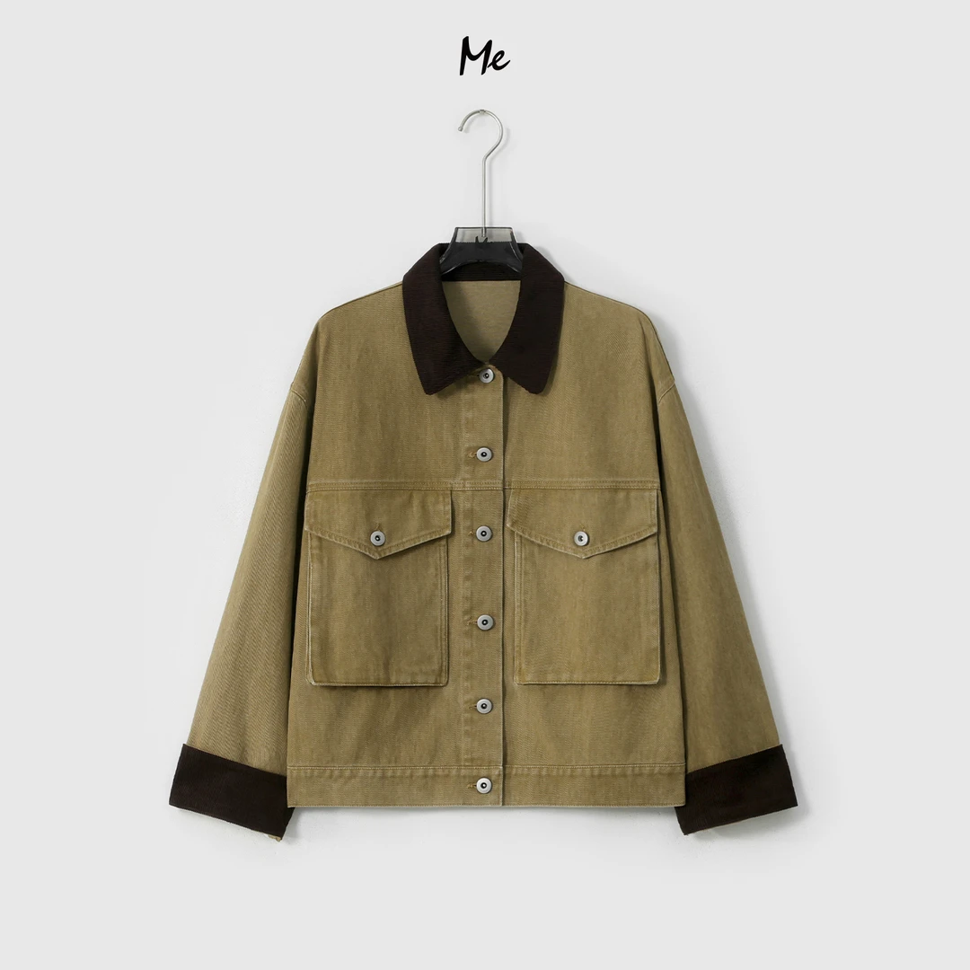 ME【砂岩牛仔外套】100棉时尚百搭水洗雅丹色做旧牛仔外套MESA0189
