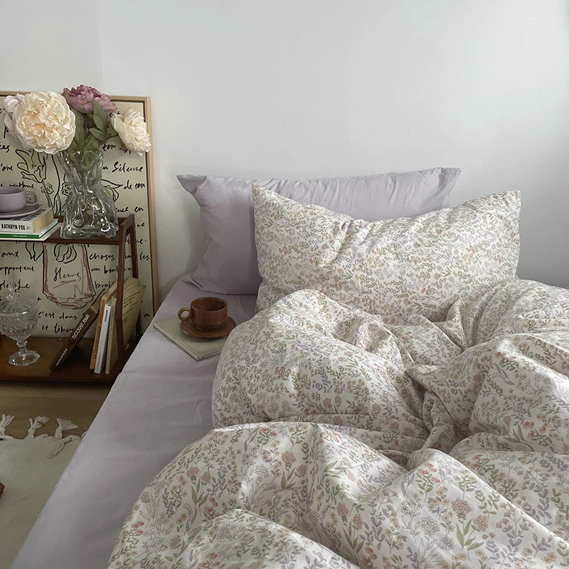 ins田园小碎花纯棉床上四件套少女床品100全棉被套床单三件套4