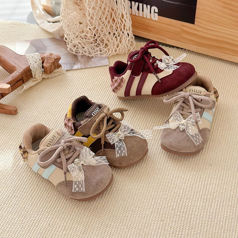 儿童真阿甘鞋中大童韩版休闲鞋板鞋蝴蝶结公主鞋女童运动鞋9926