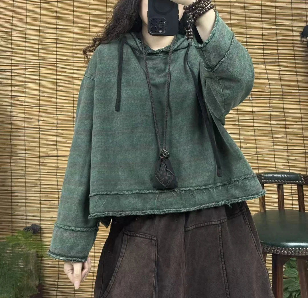 25561炒色毛圈条纹带帽卫衣（长55左右，90-160斤）