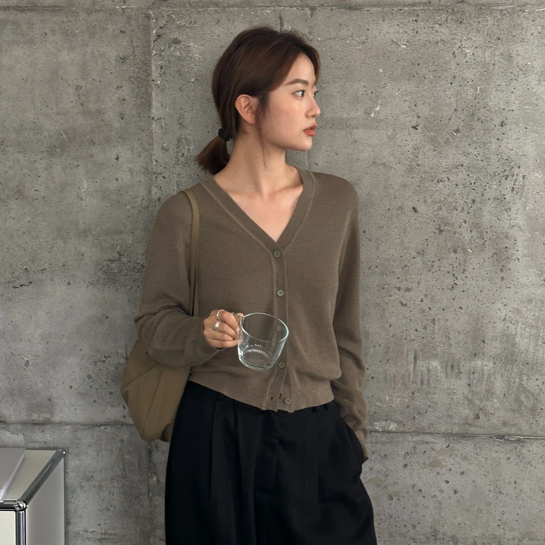 十三行~单排扣韩版福秒毛织开衫#38553