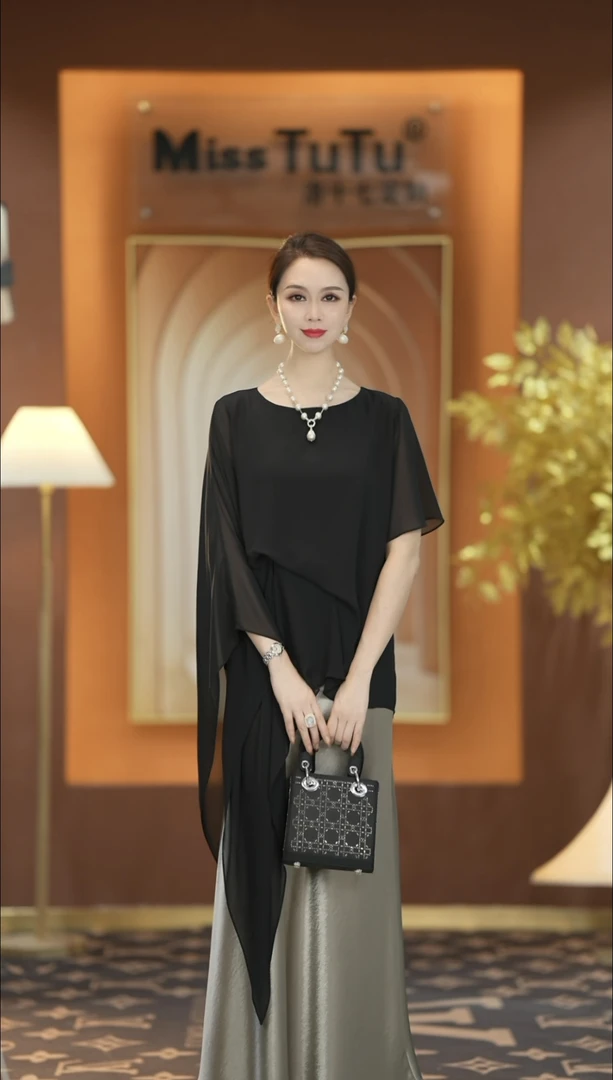 MissTuTu2025新款夏季高端洋气多巴胺不规则缎面减龄套裙