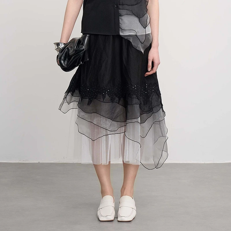 S·DEER圣迪奥百搭高腰洋气不规则显瘦半身裙S252Z1101