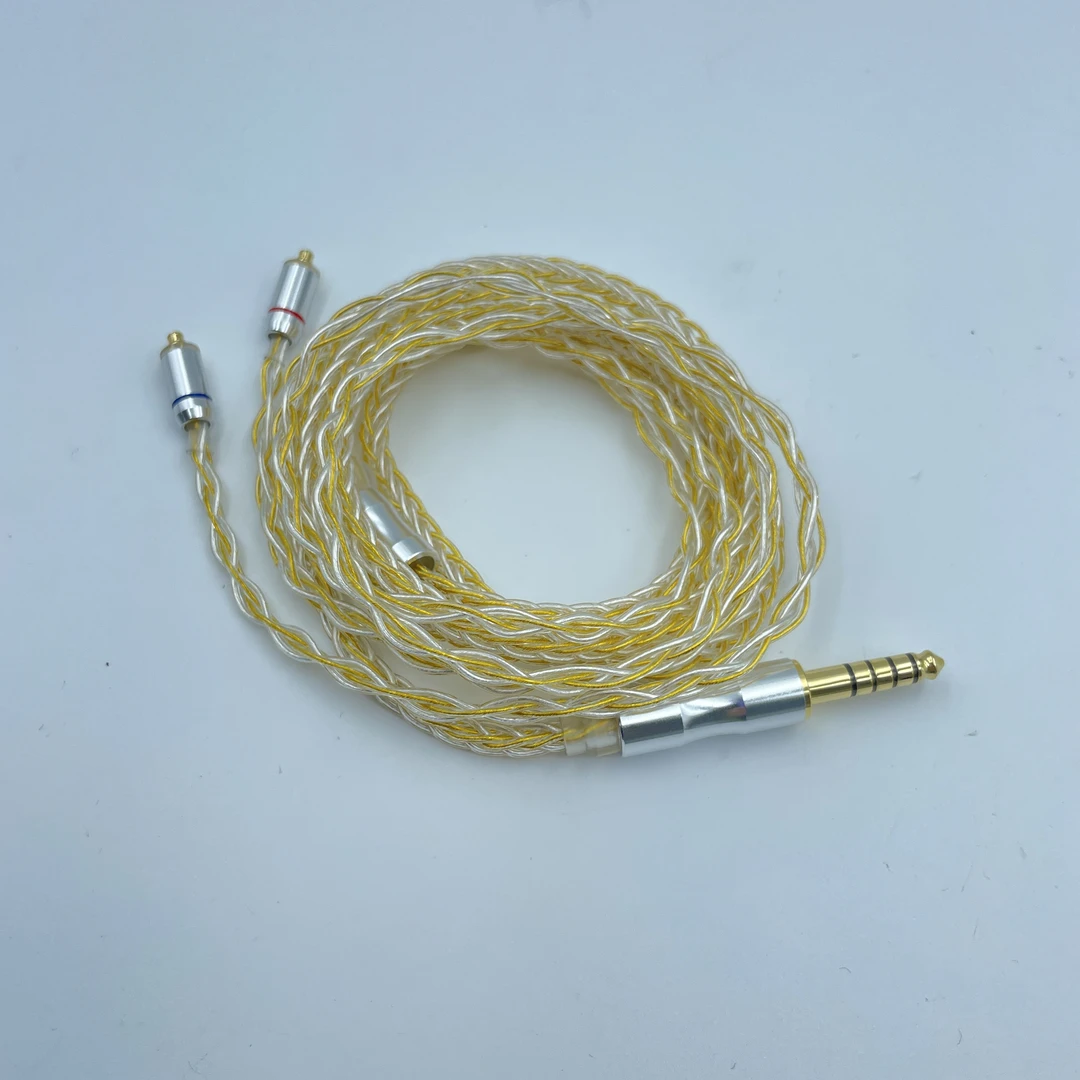 （4.4插头线）小蝙蝠8股混编mmcx镀银线 粗线径 无耳挂膨胀插头