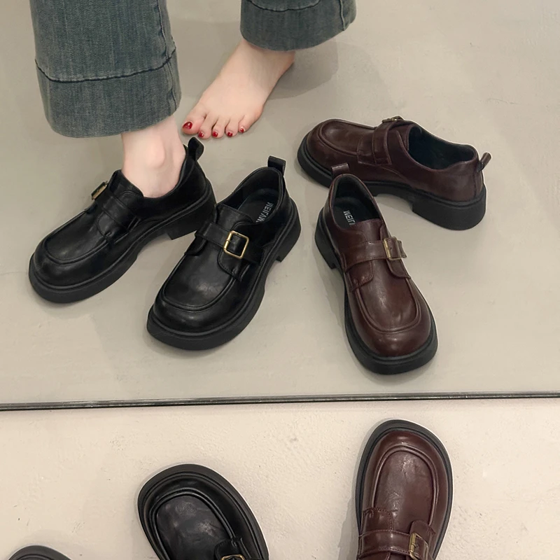 女款爆款2025秋季新款乐福鞋女士网红鞋子玛丽珍厚底英伦风小皮鞋