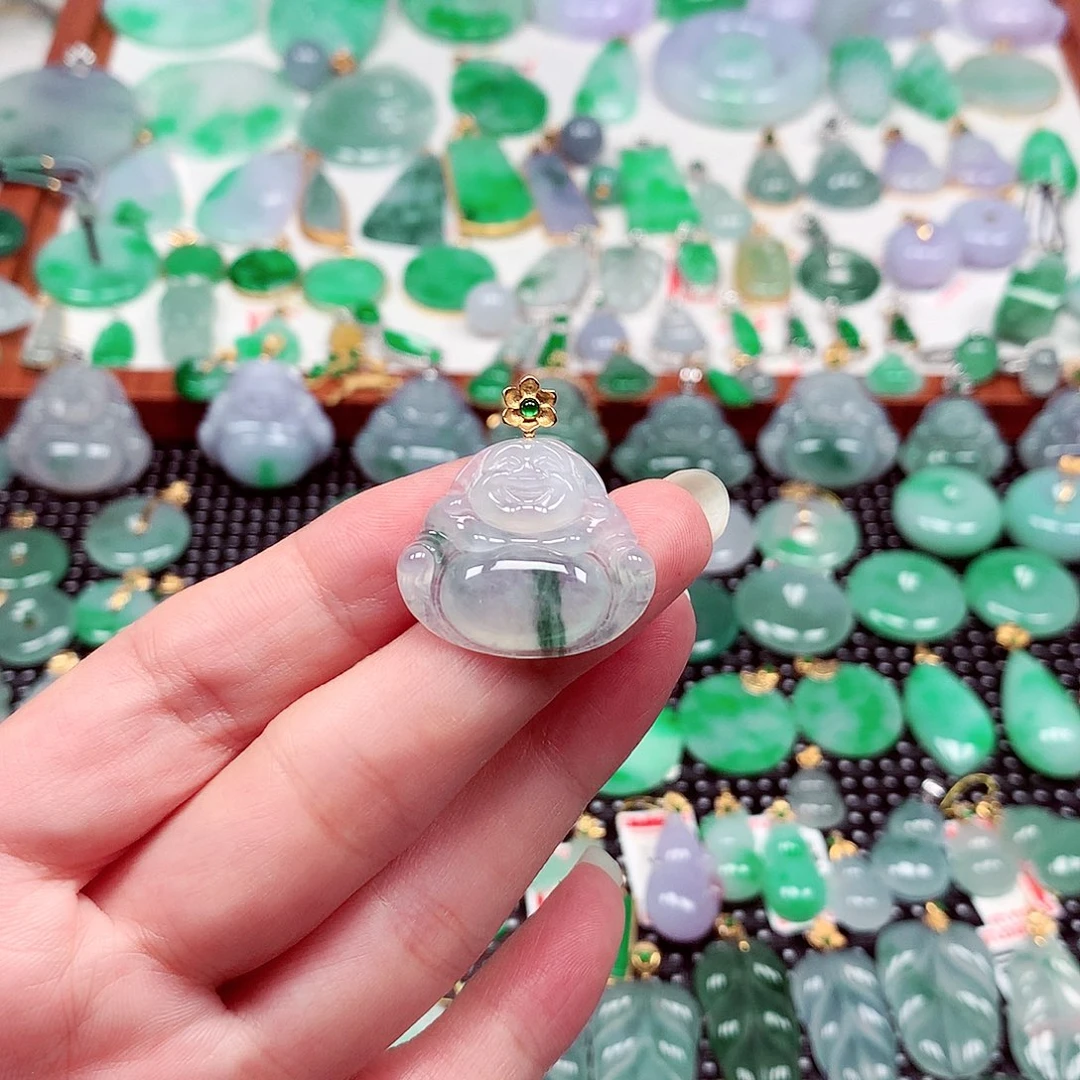 翡翠18K金镶嵌吊坠(不含链)