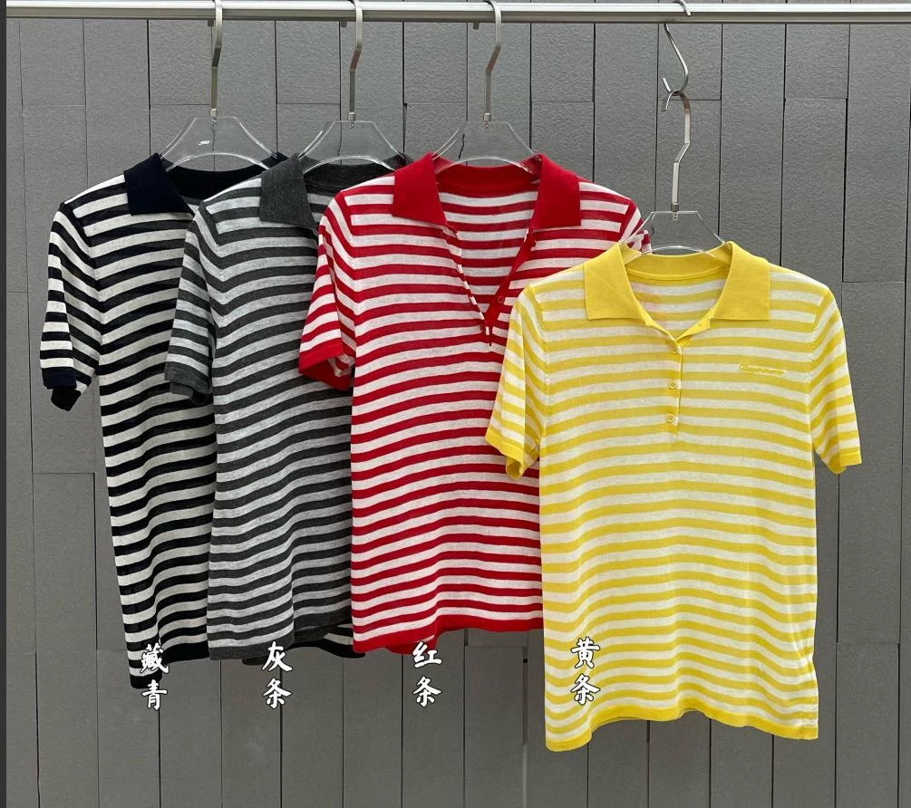 7+-休闲POLO领条纹T恤711122