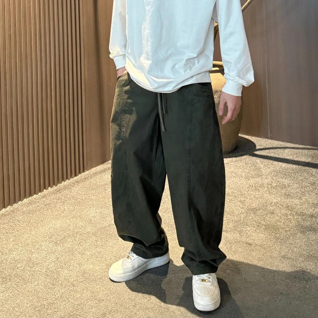AAL春季慵懒风新品弯刀明线裁剪百搭休闲直筒休闲裤5826男生