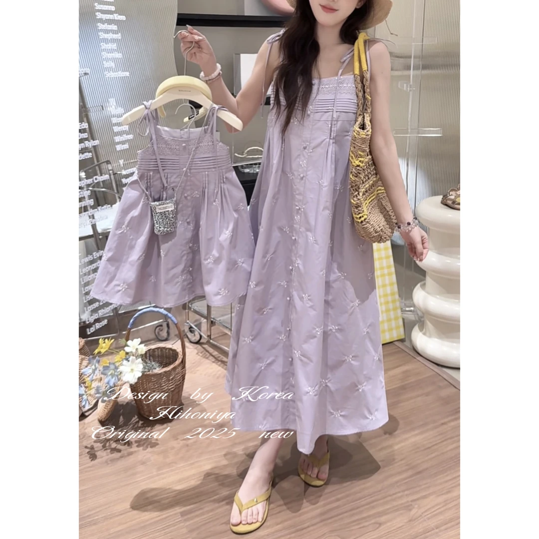 Q【紫樱梦语】二Hihoniya~2025夏季欧若风柔美梦幻亲子吊带连衣裙