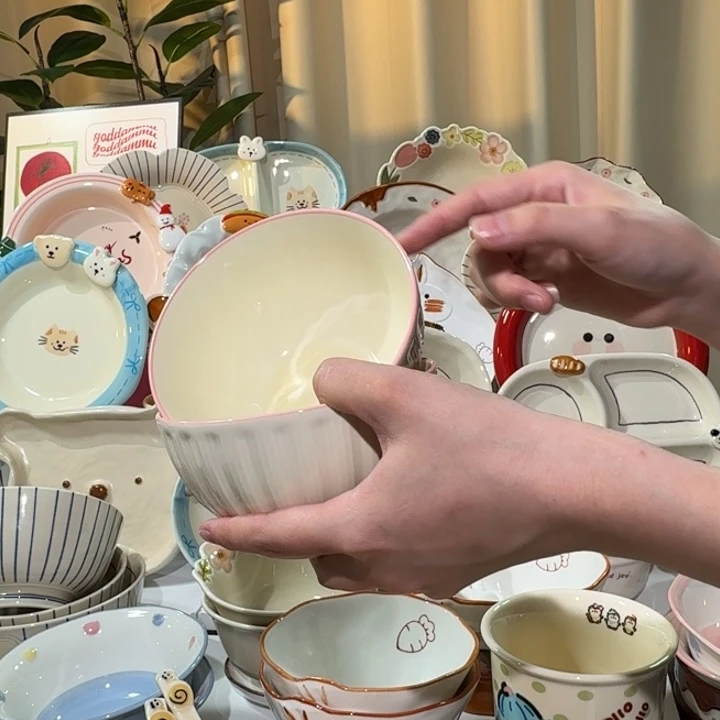 陶瓷粉圈米饭碗2个装
