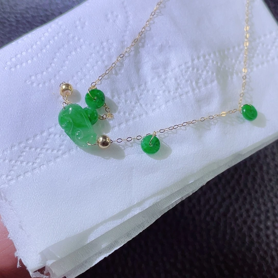 翡翠颈饰18K金镶嵌翡翠