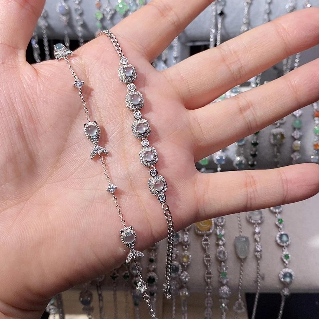 ****-翡翠银S925镶嵌手链