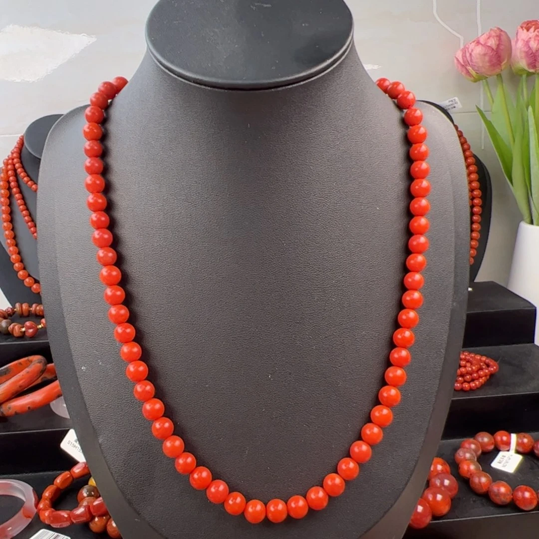 南红玛瑙未镶嵌（保山满肉项链7mm+