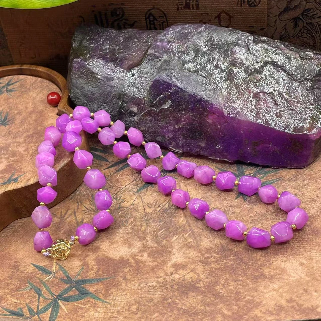 含辰砂工艺品【繁花珠宝甄选】冰桃红随型项链HX510